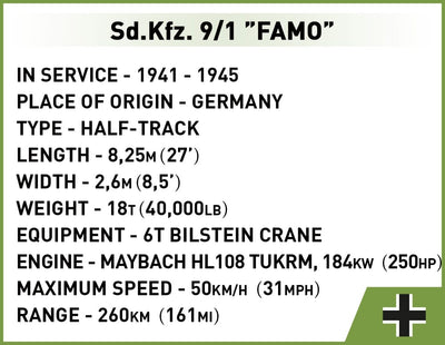 SD.KFZ.9/1 Famo Half-Track - COBI 2281 - 498 Bricks - BRICKTANKS