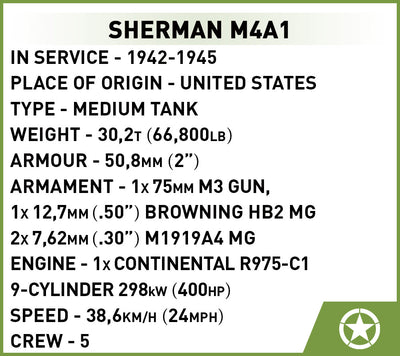 Sherman M4A1 - COBI 2715 - 312 Bricks - BRICKTANKS