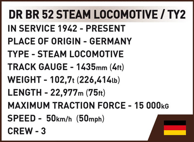 Steam Locomotive DRB Class 52/TY-2 - COBI 6283 - 1630 brick train Toys & Games Cobi 