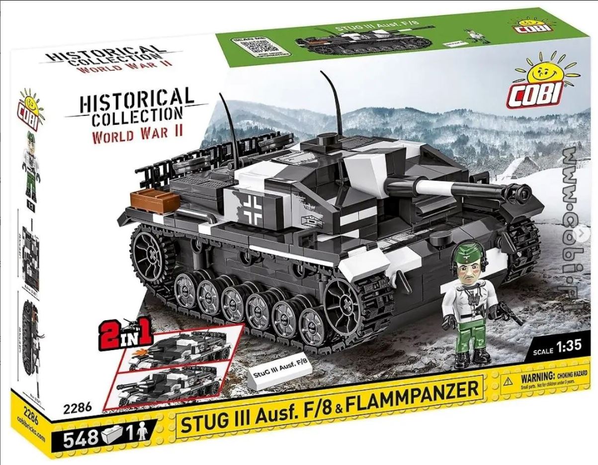 StuG III Ausf.F Flammpanzer brick tank model COBI 2286 548 bricks