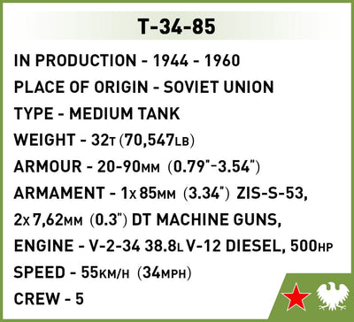 T-34/85 - COBI 2542 - 668 brick medium tank - BRICKTANKS