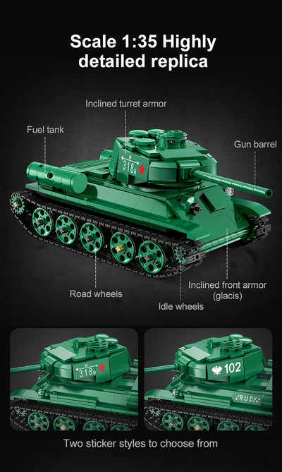 T34 Tank RC - CADA C61072W - 722 Bricks - BRICKTANKS