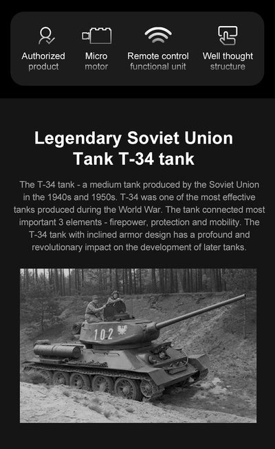 T34 Tank RC - CADA C61072W - 722 Bricks - BRICKTANKS