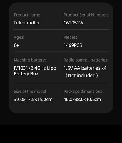 Telehandler RC - CADA C61051W - 1469 Bricks - BRICKTANKS
