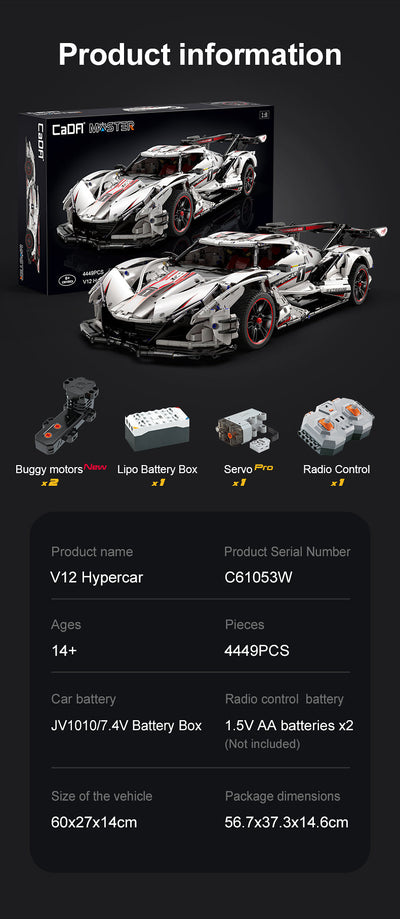 V12 Hyper Car RC - CADA C61053W - 4449 Bricks - BRICKTANKS