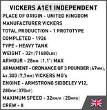 Vickers A1E1 Independent WW1 tank - COBI 2990 - 886 Bricks - BRICKTANKS