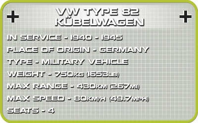 VW Type 82 Kübelwagen - COBI 2402 - 195 bricks - BRICKTANKS