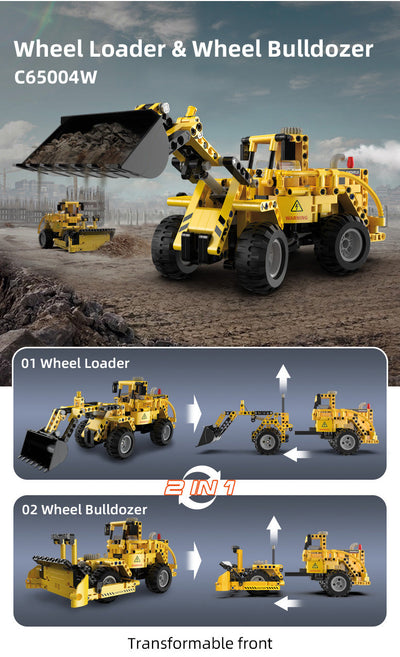 Wheel Loader & Wheel Bulldozer - CaDA C65004W - 693 Bricks - BRICKTANKS